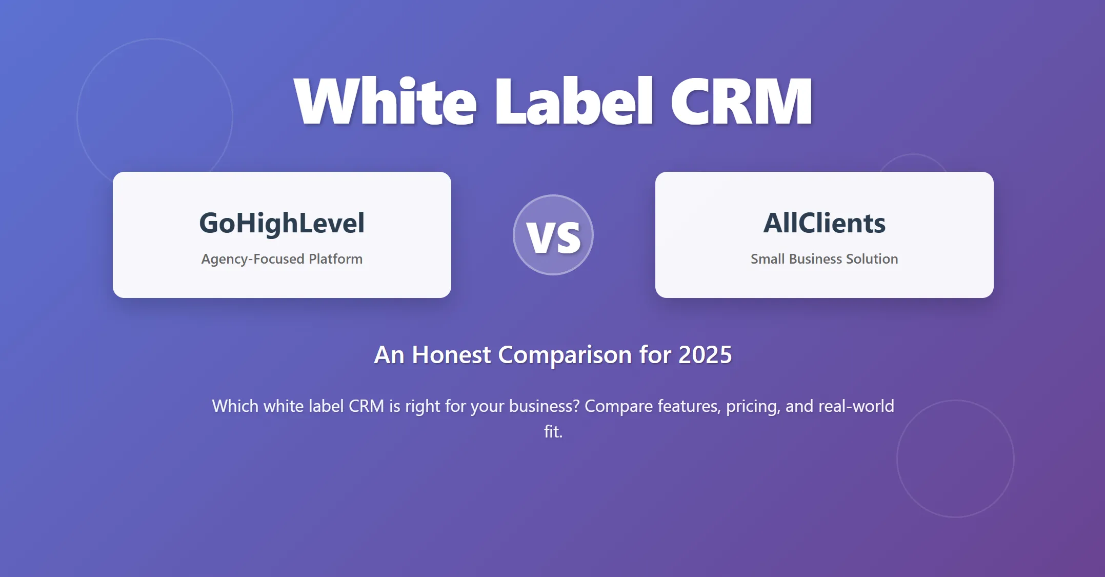 GoHighLevel versus AllClients white label CRM comparison graphic